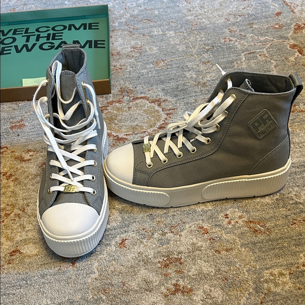 P.F. Flyers Sage Green+White High-Top Sneakers (W 8)